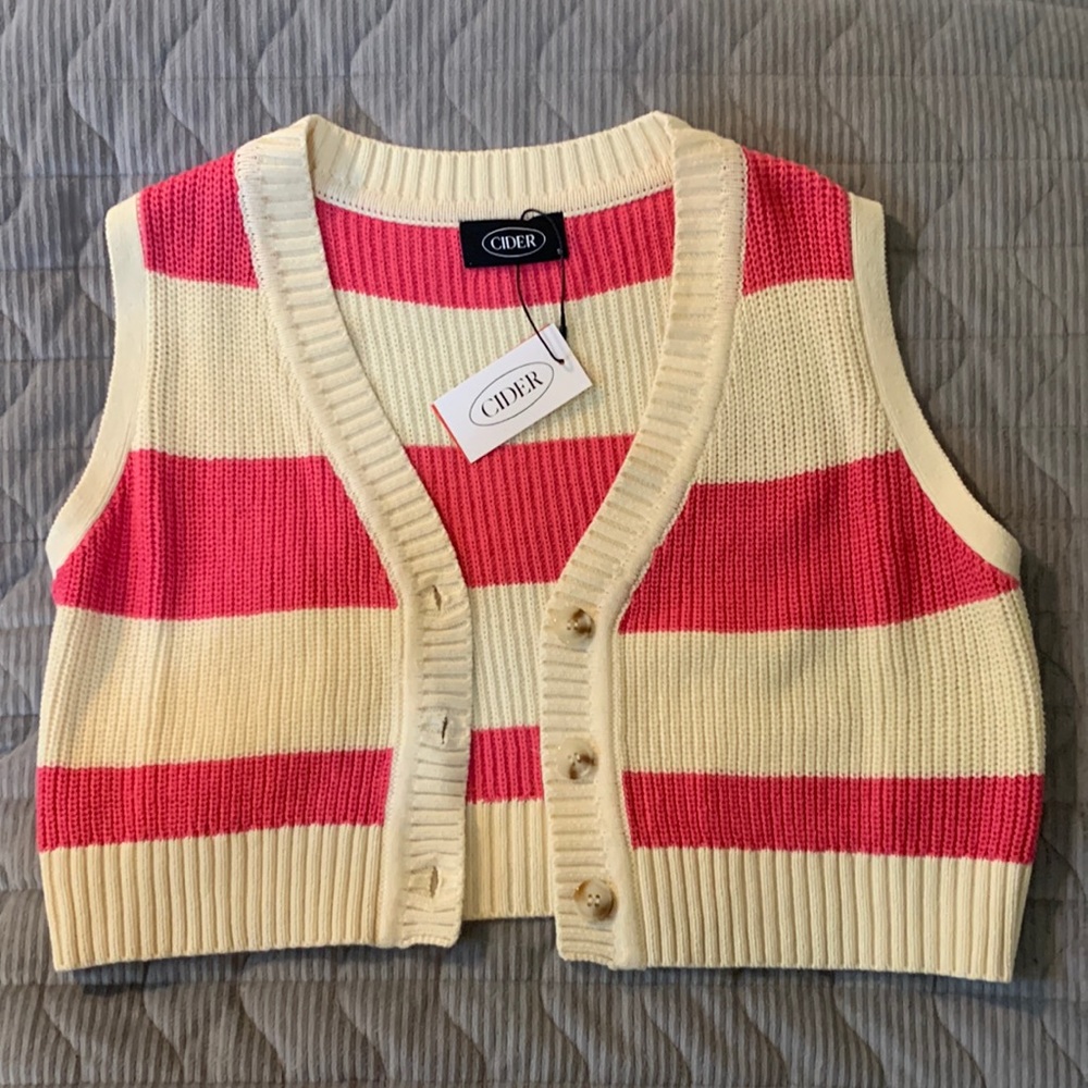 NWT Cider Pink and Cream Striped Vest